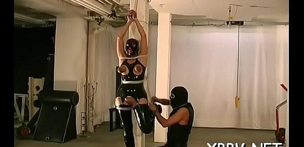  Full bdsm tit torture with hot woman acting tractable